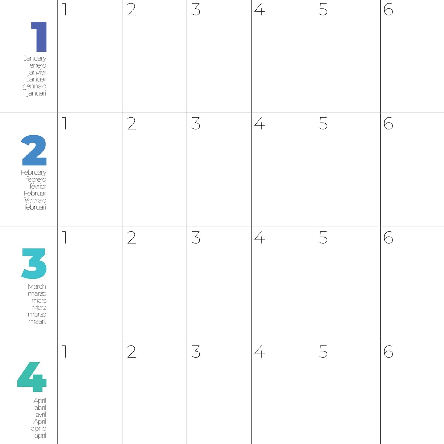 Planificador Anual de Pared sin Fecha | Calendario Poster Grande DIN A1