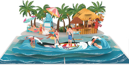 Tarjeta Pop Up 3D Playa Tropical | El Regalo Perfecto para Vacaciones en la Playa