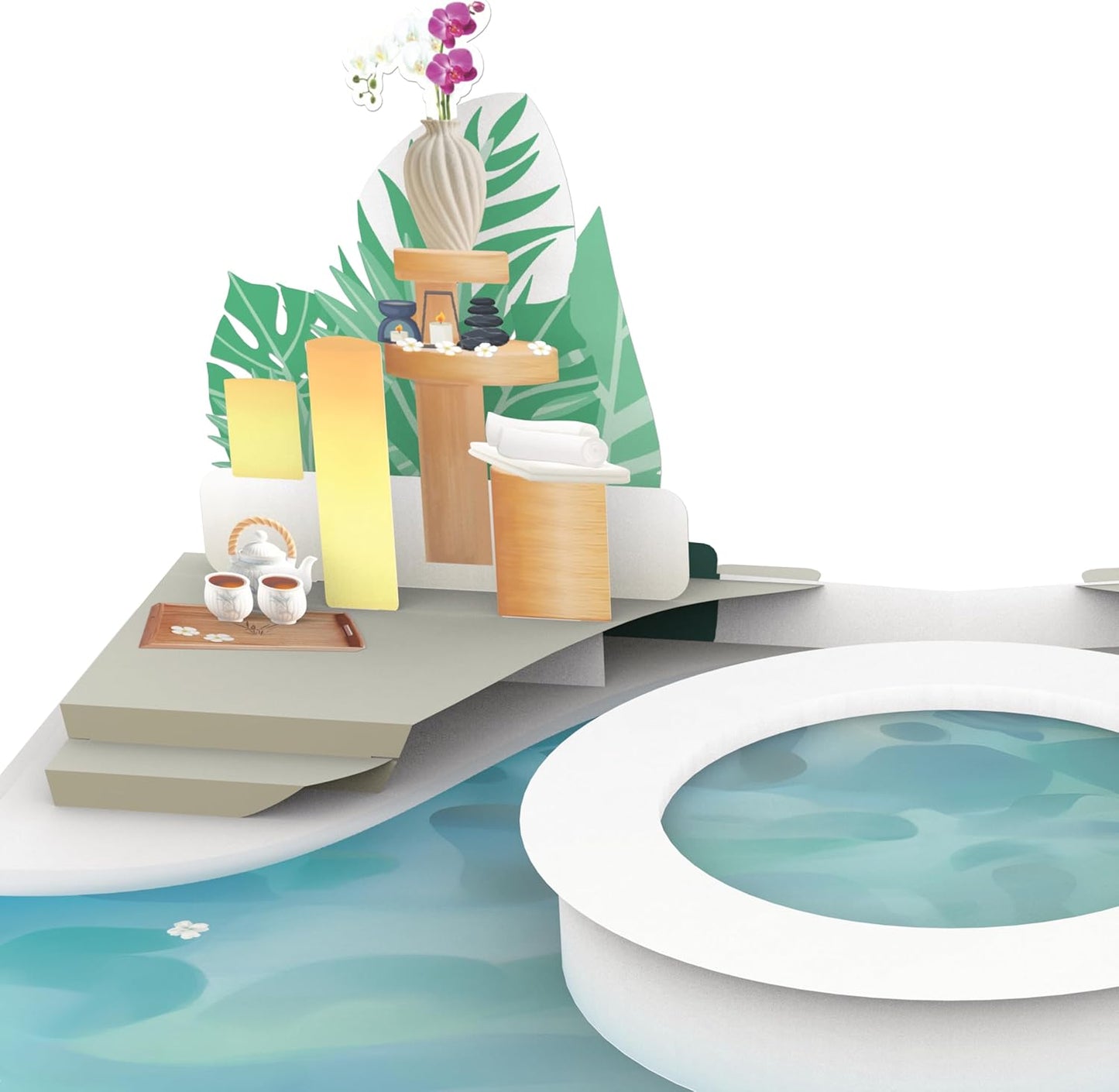 Tarjeta Pop Up 3D de Spa y Bienestar | Regalo para Día de Spa o Circuito Termal
