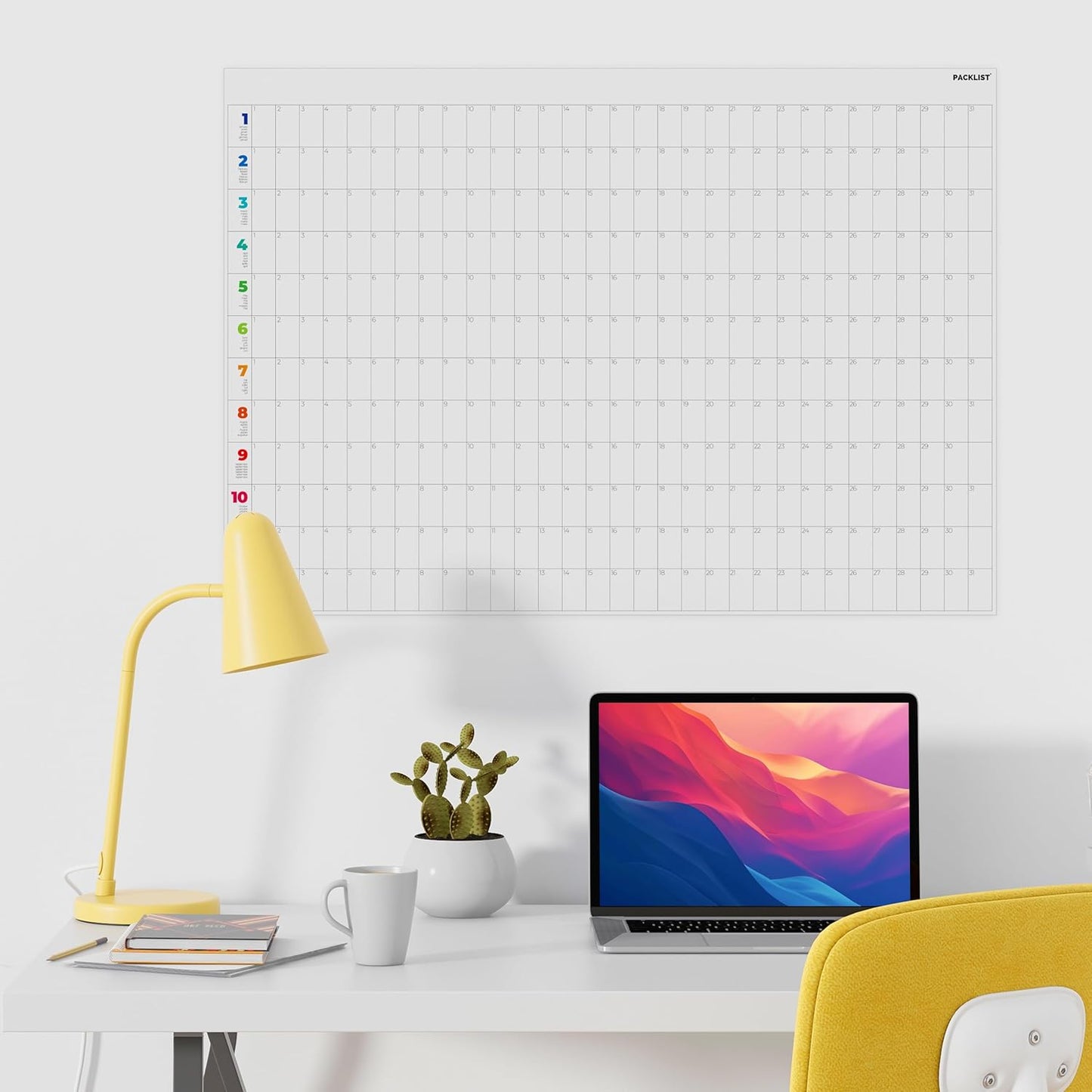 Planificador Anual de Pared sin Fecha | Calendario Poster Grande DIN A1
