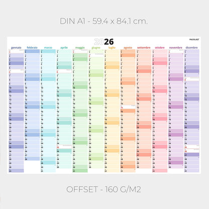 PACKLIST® Calendario da Muro 2026 XXL | Planner A1 Festività Italiane