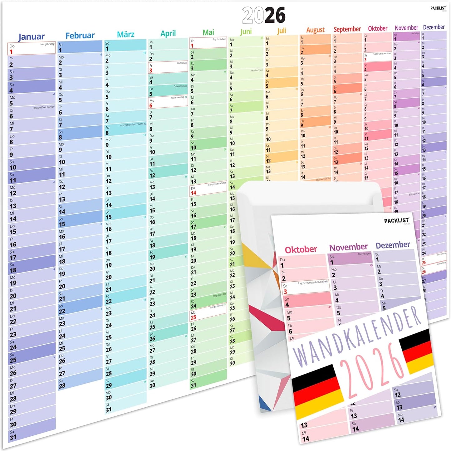 PACKLIST Wandkalender 2026 XXL | Jahresplaner DIN A1