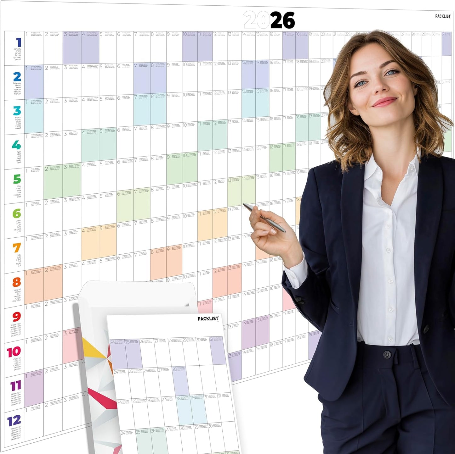 PACKLIST® Calendario de Pared 2026 XXL | Planificador Anual DIN A1