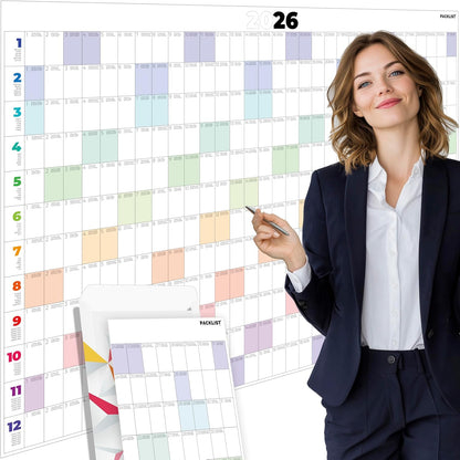 PACKLIST® Calendario de Pared 2026 XXL | Planificador Anual DIN A1