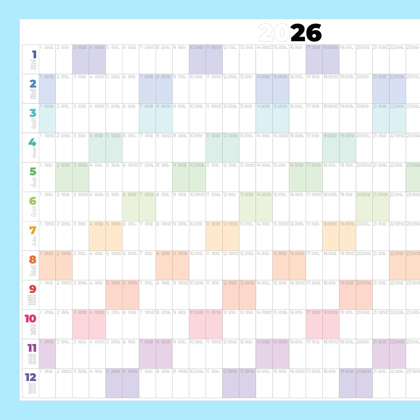 PACKLIST® Calendario de Pared 2026 XXL | Planificador Anual DIN A1