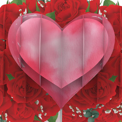 Tarjeta 3D Sorpresa para Aniversario y Cumpleaños | Corazón y Ramo de Flores