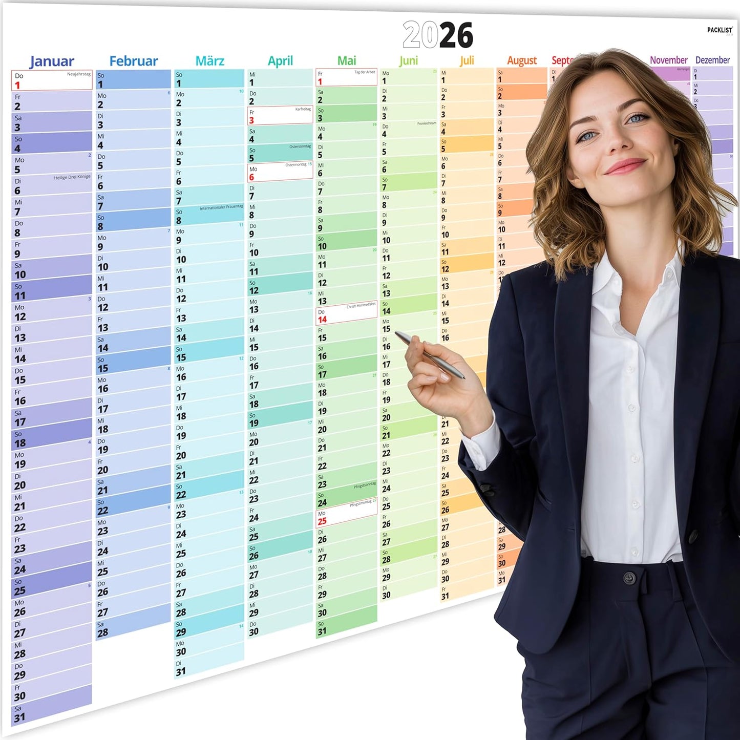 PACKLIST Wandkalender 2026 XXL | Jahresplaner DIN A1