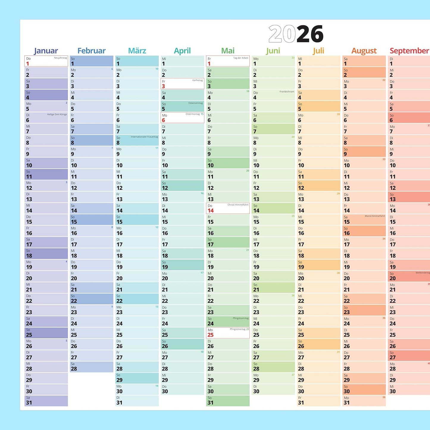 PACKLIST Wandkalender 2026 XXL | Jahresplaner DIN A1