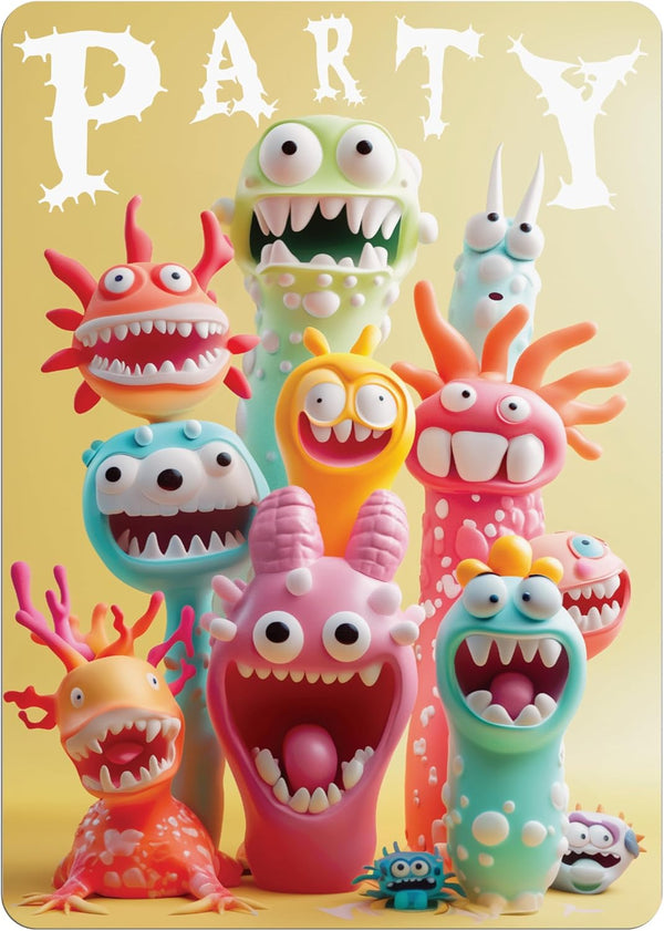 Tarjetas de Cumpleaños Personalizables con Monstruos para Tu Fiesta!