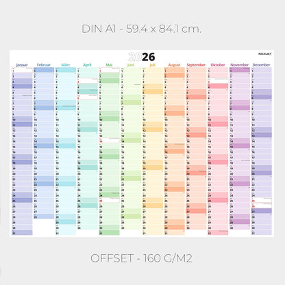 PACKLIST Wandkalender 2026 XXL | Jahresplaner DIN A1