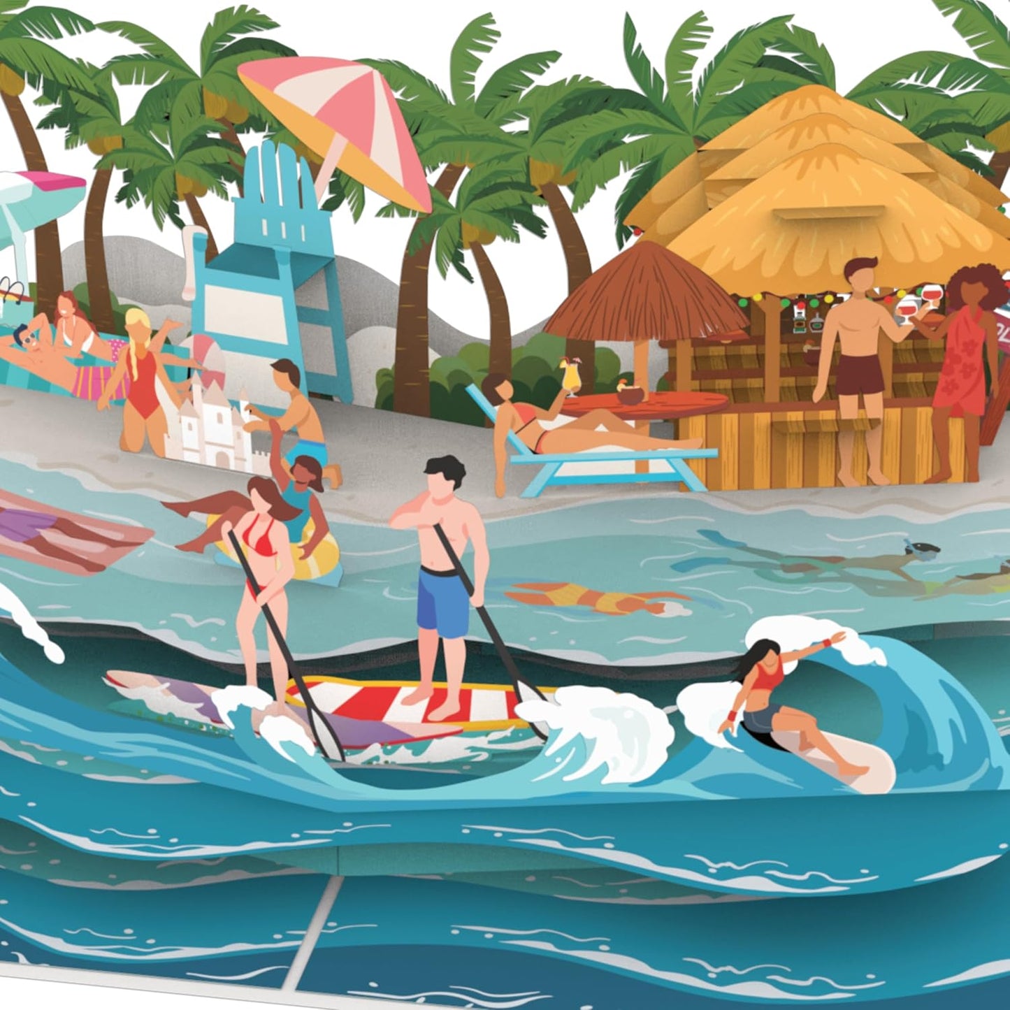 Tarjeta Pop Up 3D Playa Tropical | El Regalo Perfecto para Vacaciones en la Playa