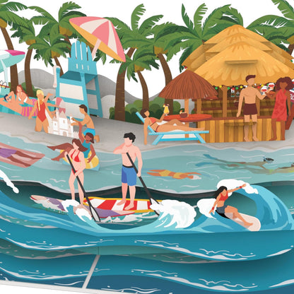 Tarjeta Pop Up 3D Playa Tropical | El Regalo Perfecto para Vacaciones en la Playa