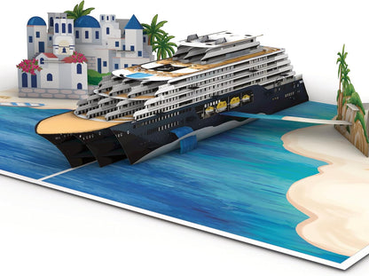 Tarjeta Pop-Up 3D de Crucero | Regalo para Viajeros y Amantes del Mar