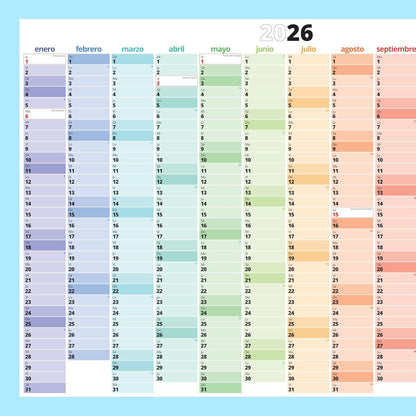 PACKLIST® Calendario de Pared 2026 XXL | Planificador A1 con Festivos de España
