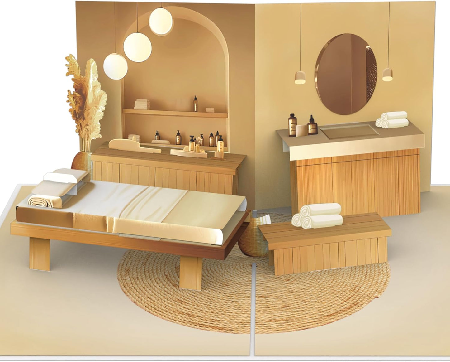 Tarjeta Pop Up 3D de Masaje y Bienestar | Regalo para Spa