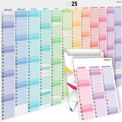 PACKLIST 2025 Muurplanner Kalender A1 - Stijlvolle 12-maanden grand muurkalender 2025 pour cette, étude, travail et planification générale. Calendriers de jardinage colorés avec les jours fériés britanniques et internationaux 