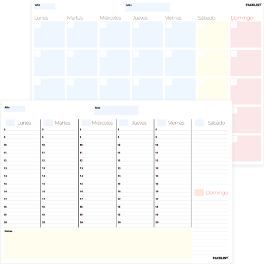 Planificador Semanal + Planificador Mensual